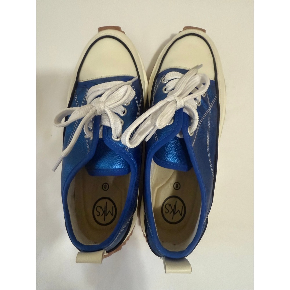 MKS Platform Sneakers Women's Blue White Metallic Leather Lace‎ Up Size 8 NWOT - Picture 9 of 9